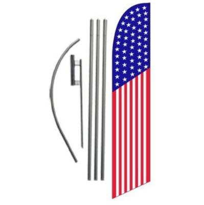 China Custom Printed American USA Flag Feather Banner Hanging Flag Set (50 Stars) 15ft - INCLUDES 15FT POLISH KIT w/ HARDWARE for sale