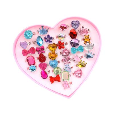 China Hot Selling Cartoon Children's Plastic Ring Sets, Adjustable Rings Girls' Gifts Children's Rings for sale