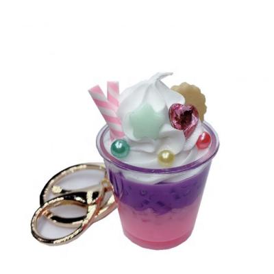 China Fashional Souvenir Gifts Fashional Mini Creative Milk Tea Pendant Ice Cream Cup Model Simulation Model Ice Cream Cup Car Chain Bag For Gifts for sale