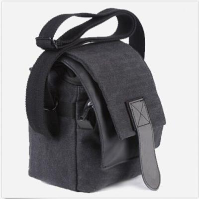 China Small Camera Bag Canvas Camera Case, Vintage Padded Camera Shoulder Bag with Rain Cover for Women, Men, Black for sale