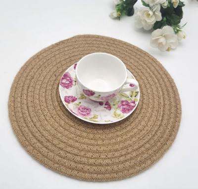 China Sustainable Braided Cup Coasters Cotton Around Woven Mat For Drinks Cup Heat Resistant Reusable Mat For Home And Kitchen for sale