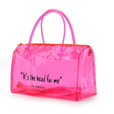 China Eco-friendly Custom Holographic Duffel Bag To bolsa de lona Tote Bag Transparent Clear Transparent Logo PVC Holographic Bag Overnight Sports Spend One Night Bag zu verkaufen