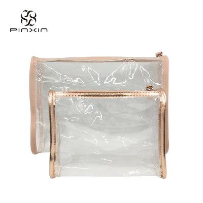 China Soft PVC Transparent Design Women Cosmetic Bag Clear Toiletry Bag With Zipper for sale