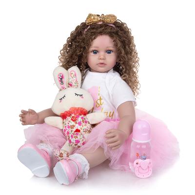 China stuffed & Plush Toy New Arrive Reborn Boneca Newborn Menina Long Hair Lifelike Soft Silicone Cloth 60cm Dolls Toys Kids Birthday Christmas Gift for sale