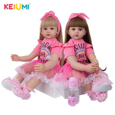 China stuffed & Plush Toy 24 Inch Realistic Princess Girl Baby Doll Reborn Baby Dolls 60cm Cloth Body Wear Lovely Rainbow Dress For Kid Birthday Christmas Gift for sale