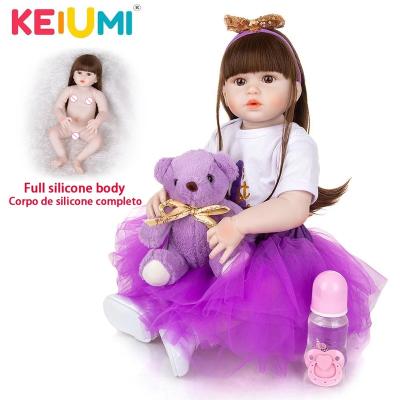 China stuffed & Plush Toy KEIUMI Silicone Baby Dolls 57cm Gril Newborn Realistic Toys Shape Long Hair Boneca Bebe Reborn For Children Xmas Gifts for sale