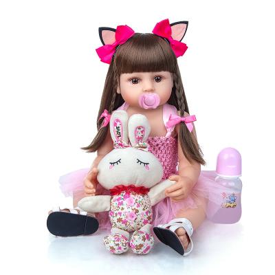 China stuffed & Princess Toy Gifts Very Soft Full Of Toy Hot Selling 55 cm Bebe Doll Reborn Toddler Girl Real Body Plush Pink Silicone Doll Lovely for sale