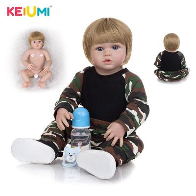 China stuffed & Plush Toy 57cm Silicone Full Body Dolls Reborn Babies Boy Really Like Menino Bebe Boneca Reborn Doll Wear Camouflage Suit Child Birthday Gift for sale