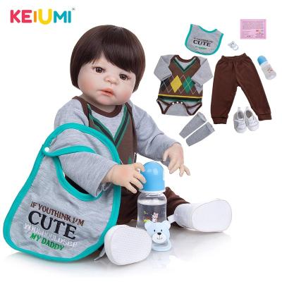 China stuffed & KEIUMI 23 inch boy reborn live doll full body silicone plush toy 57 cm lifelike newborn baby doll for Children's Day Christmas gifts for sale