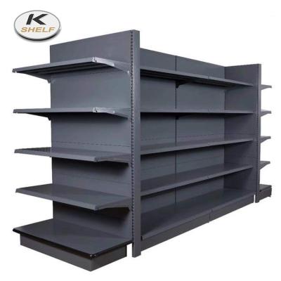 China Grocery Retail Store Display Rack Rack Gondola Supermarket Double Sided Cold Rolled Steel Shelf for sale