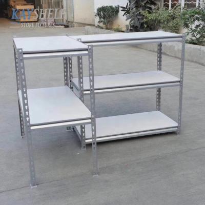 China Suitable for outdoor metal angle rivet steel slotted boltless storage shelving for sale