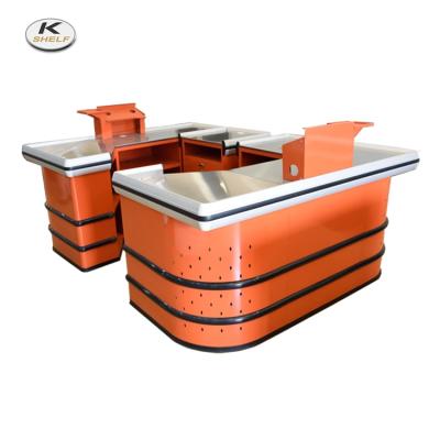 China Corrsion Protection Customized Retail Checkout Counters, Cash Register Counter, Supermarket Cashier Desk for sale