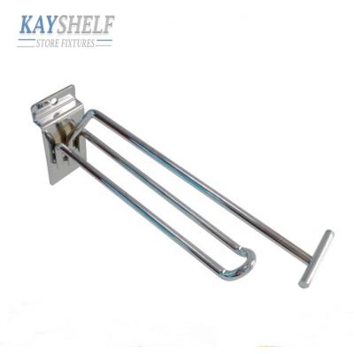 China Easy Assembly Free Samples Wholesales Steel Metal Slatwall Supermarket Display Stand Hook For Retail for sale