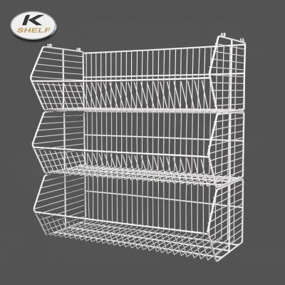 China Stackable Grocery Stacking Metal Wire Storage Basket Display Rack for sale