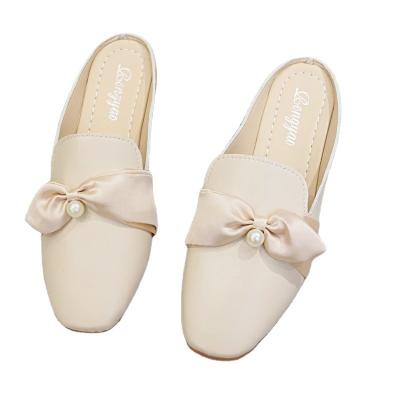 China Fashion Design Trend Design Genuine Leather Half Slipper Outdoor Ladies Casual Loafers Shoes Women Slippers for sale