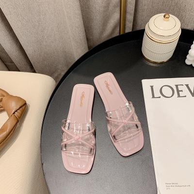 China Summer High Quality Transparent Spring Shoes Fashion Trend Ladies Comfortable Popular Sandal For Woman Slippers for sale