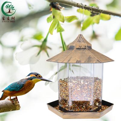 China OurLeeme Automatic Bird Feeder, Hanging Lantern Bird Feeder Garden Seed Feeders Rain Waterproof Shelter For Outdoor Garden Decoration for sale