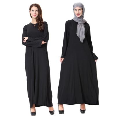 China Customerized Low Price Wholesale Muslim Milk Silk Long Sleeve Maxi Dress Islamic Arab Middle East Solid Color Casual Abaya Gown Women Robe for sale