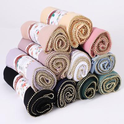 China Fashion Hot Sale 2023 Women's Hijab Chiffon Solid Color Muslim Shawl Hijab Diamond Ornament Women Shawl Breathable Scarf Hijab Muslim for sale