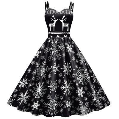 China Breathable Europe 2023 Hot Sale Women's Christmas skirt women's halter women's casual  dress with digital print for sale