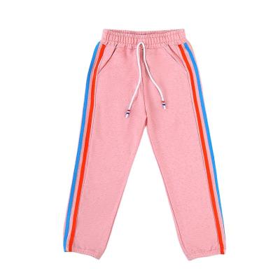 China Breathable Factory Wholesale Children Cotton casual stripe Sport Pants trousers baby elastic waist drawstring pants trousers for sale