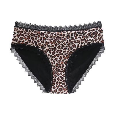 China Anti-Bacterial Amazon hot sale 4 Layer lace leopard sexy Period Panties Heavy Flow Leakproof protection Menstrual Panties for sale