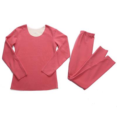 China Thermal In Stock Factory Supply Winter thermal tops pants 2pcs sets Clothing Double-Faced Pile Fleece Suit Thermal Underwear for Women for sale