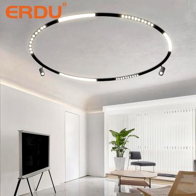 China Modern ERDU Round Shape Black Recessed Mounted Magnetic Led Lighting Track Rail Recessed Mounted Led Spot Light Track for sale