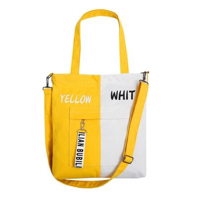 China New Design Style Trend Eco-friendly Korean Canvas Zippered Tote Bag With Logo Fabric Custom Bags for sale