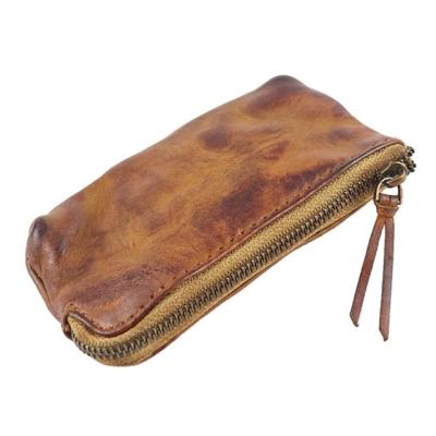 China New RFID Amazon vegetable tanned old retro color leather simple European style wash coin wallet along for sale