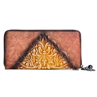 China 2019 New Retro RFID Lady Leather Purse Embossed Multi-Card Clutch Bag Wallets for sale