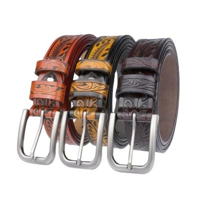 China High-end personalized cut-out belt pin jeans belt men's genuine leather belt buckle men's casual leather belt for sale