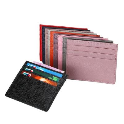 China ILIVE Usage Genuine Leather RFID Blocking Super Thin 6 Slots Compact Wallet Card Case Wallet Card Holder for sale