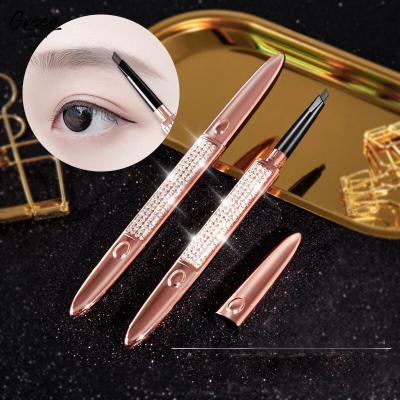 China High End Jeweled Waterproof Easy Remove Rose Gold Waterproof Professional Eyebrow Powder Pencil OEM Waterproof Brow Pencil With Brush for sale