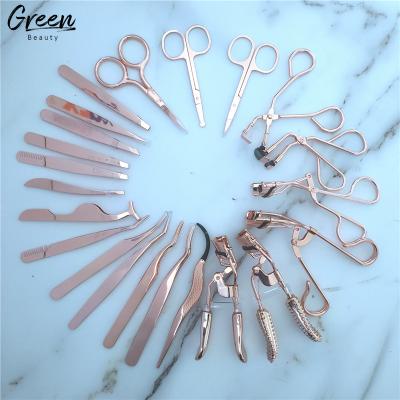 China Custom Luxury Private Label Logo Stainless Steel False Eyelash Tweezers Lashes Applicator for sale