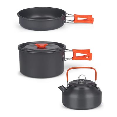 China General Use For Outdoor Gas Camping Cookware And Induction Cooker Mess Kit Hiking Backpacking Picnic Cooking Bowl Non Stick Pot Pans Cookware Sets for sale