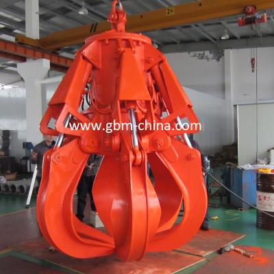 China Building Material Stores Hydraulic Orange Peel Chute Grab Bucket For Metal Steel Plant for sale