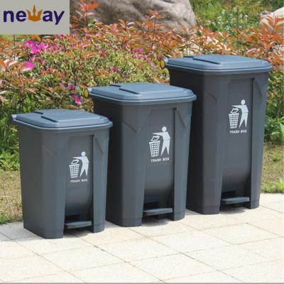 China Sustainable Household Green Material Plastic Pedal Garden Trash Can for sale