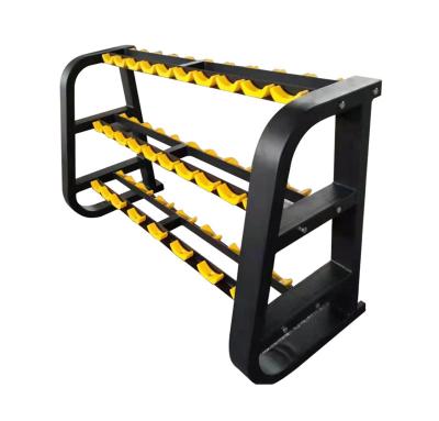 China Modern Rubber Coated Commercial Gym Plated Dumbbell Rack Three-Layer Fixed Dumbbell Rack for sale