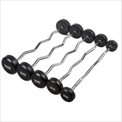 China Gym Fitness Equipment Durable High Quality Rubber Round Head Barbell Curved Dumbbell Bar for sale