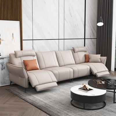 China Factory Supply Adjustable (Height) Direct Living Room Sofa L Shape Sofa Modern New Design Extendable Lying Leather Sofas for sale