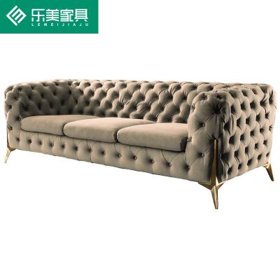 China (Size) Chesterfield Adjustable Hot Selling Soft Modern Velvet Button Tufted Upholstered Sectional Sofa for sale