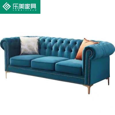 China (Size) 2021 Hot Sale High Quality Living Room Sofas Adjustable Modern Canvas Chesterfield Blue Green Upholstered Sofa for sale