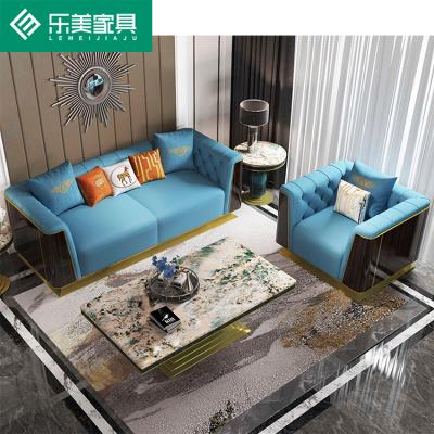 China Luxury Italian Furniture Gold Edge Sofa Living Room Sofas (Size) Factory Direct Supply Adjustable High Quality for sale