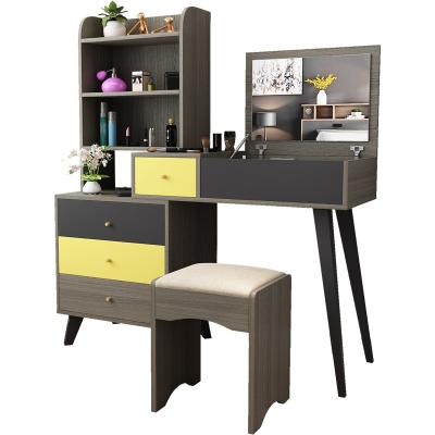 China 2021 Factory Wholesale Modern Foldable Wooden Dressers Bedroom Furniture Makeup Table Mirror Wooden Dresser for sale