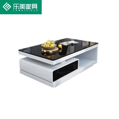 China 2021 hot sale modern style elegant black and white tv stands coffee table set with drawer for living room furniture for sale