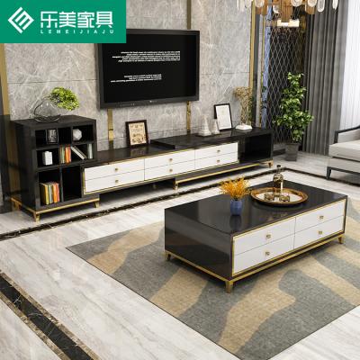 China Contemporary Modern Tempered Glass Top Sofa Coffee Table Gold Steel Frame Storage Coffee Table for sale