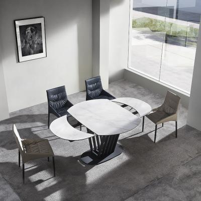 China Foldable Hot Selling White Marble Dining Table Stone Table Slate Dining Room Set for sale