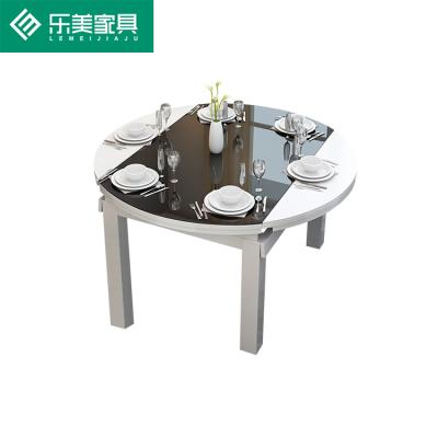 China Foldable good quality black iron metal legs tempered glass dining table set / dining table and chair for sale