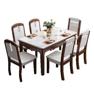 China Foldable Modern 4 6 Chairs Set White Marble Stone Dining Room Furniture 6 Rectangle Dining Table Chairs for sale